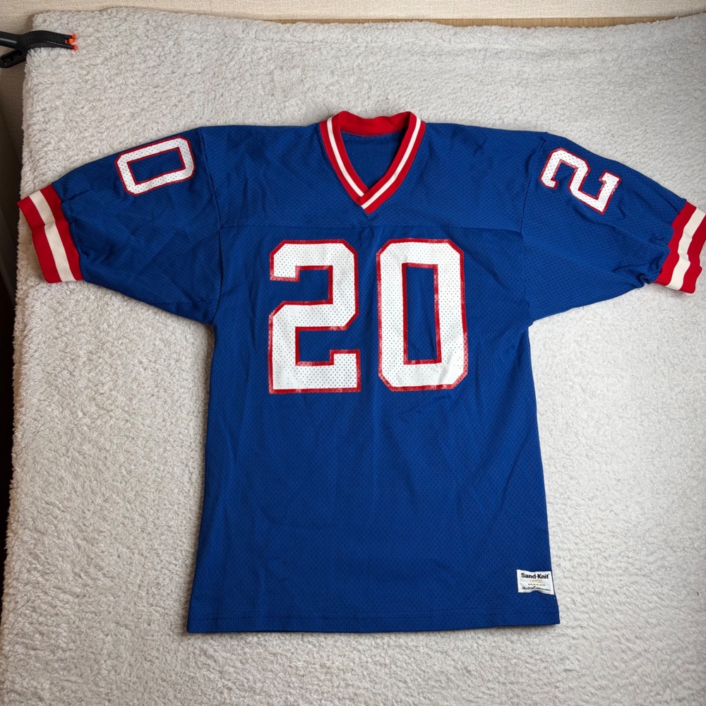 80s Vintage Sand-Knit MacGregor Football Jersey Blue Red White Number 20 Mens L